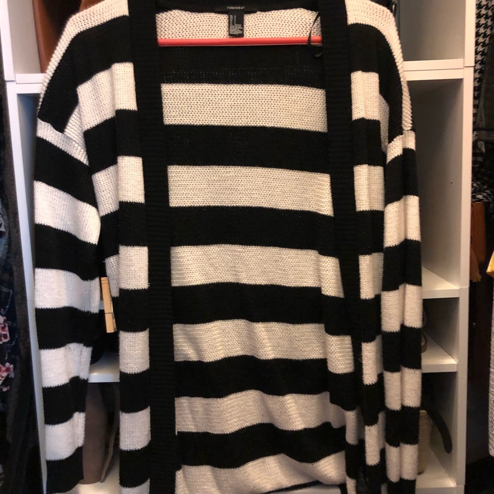 Black & White Striped Cardigan